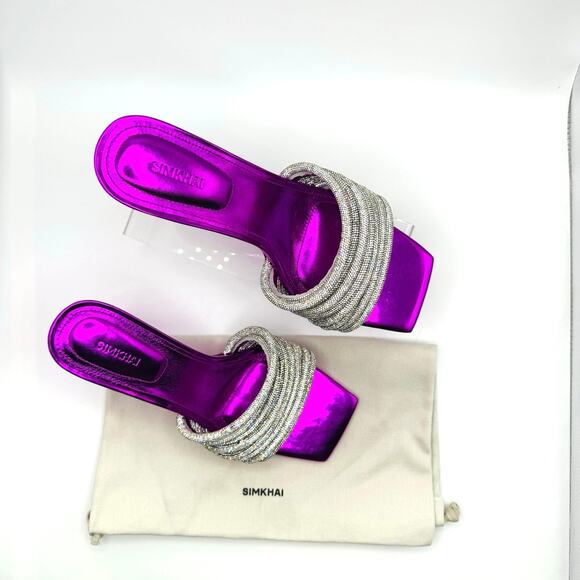 Jonathan Simkhai Crystal Embellishments Fuchsia Party Slides size 38 - Picture 7 of 15